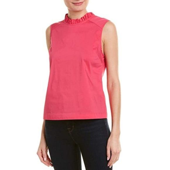 Laundry by Shelli Segal Poplin Ruffle Neck Blouse size M - Picture 1 of 6